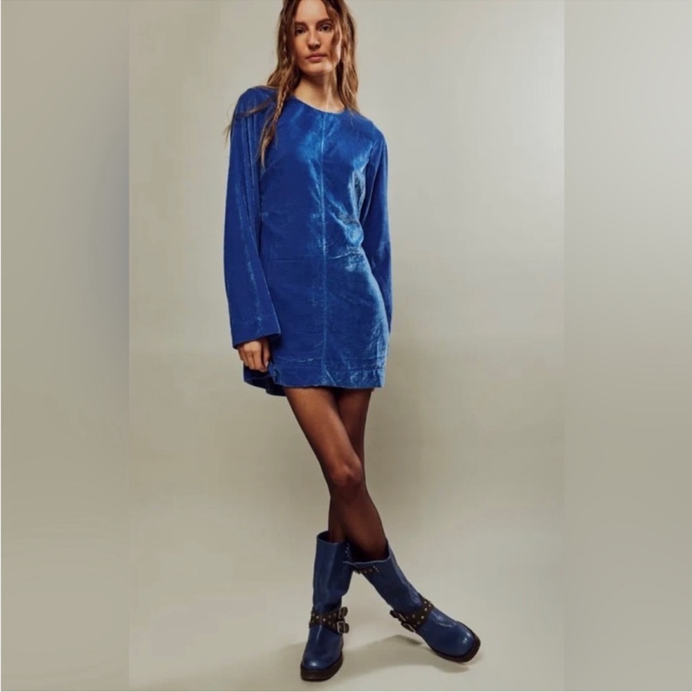 NWOT Free People Chelsey Velvet Mini Dress. XS